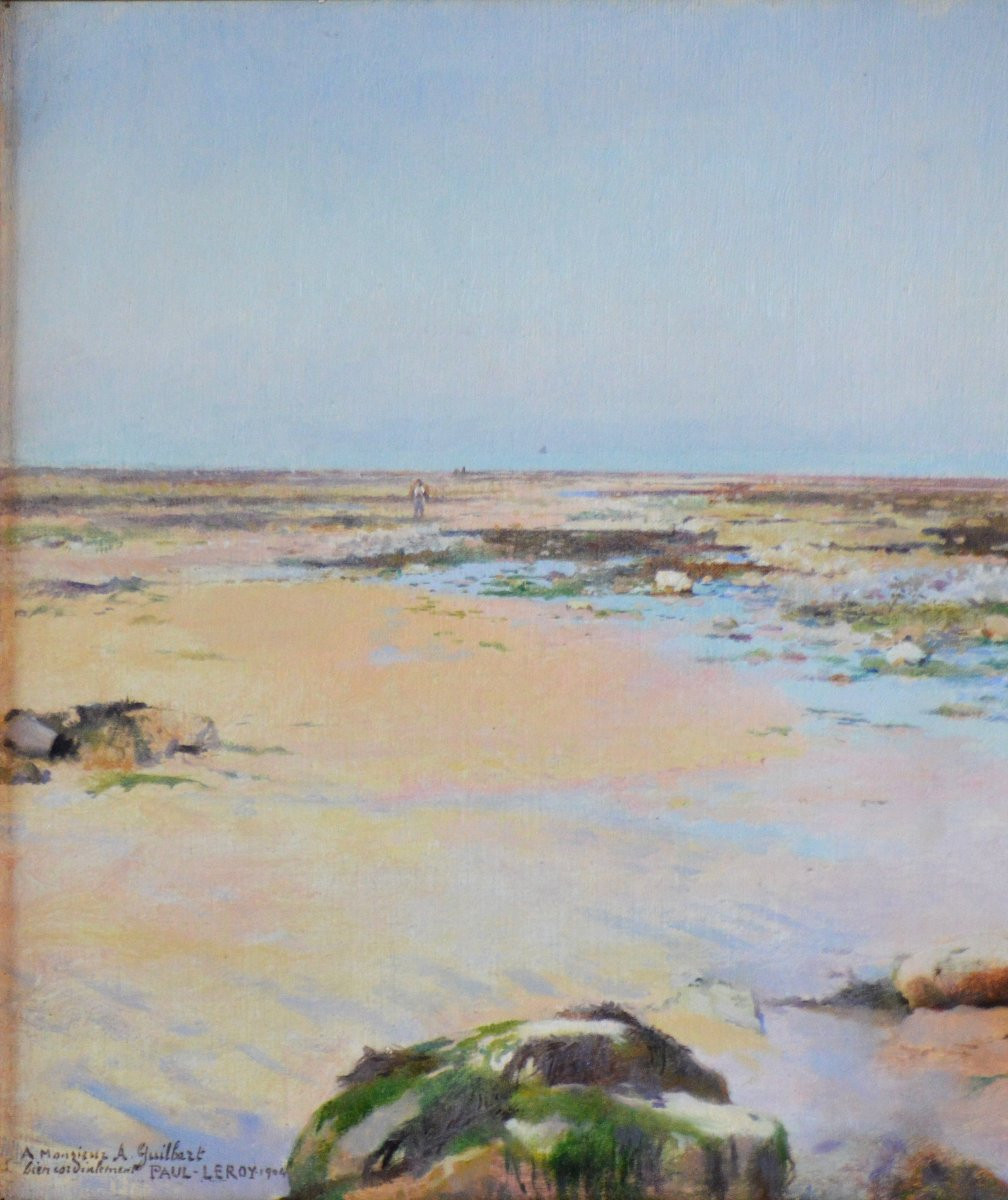 Paul Leroy 1860-1942. "Marée-basse en Normandie."-photo-1