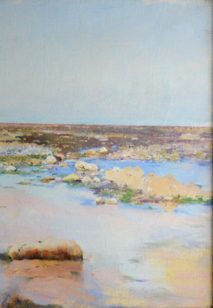 Paul Leroy 1860-1942. "Marée-basse en Normandie."-photo-2