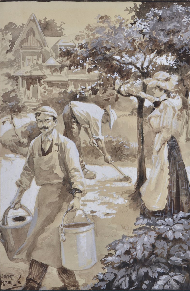 Jack Abeillé 1873-1939. "the Gardeners."-photo-2