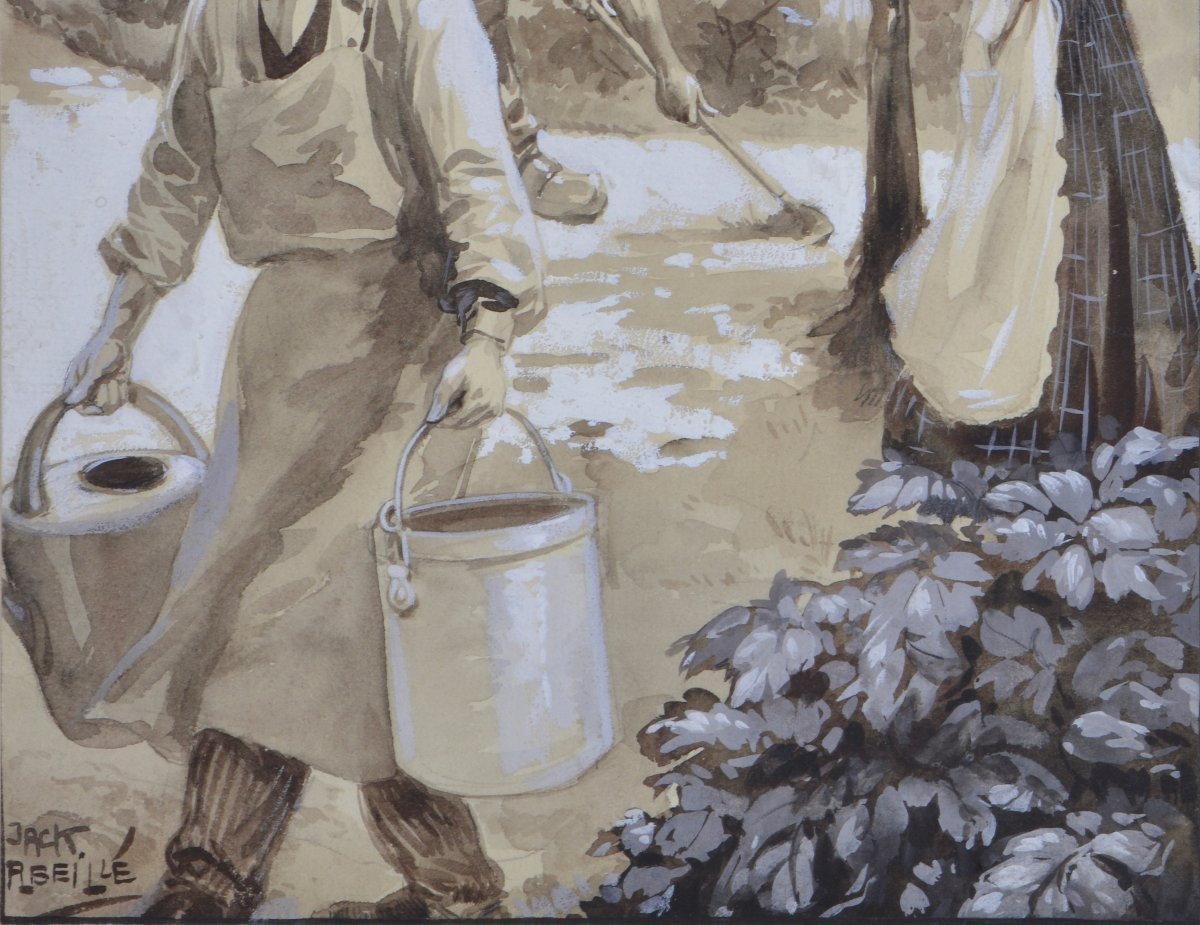 Jack Abeillé 1873-1939. "the Gardeners."-photo-1