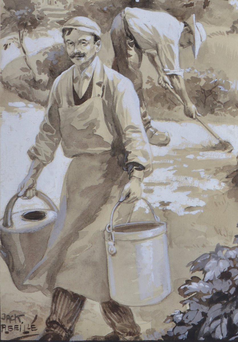 Jack Abeillé 1873-1939. "the Gardeners."-photo-3