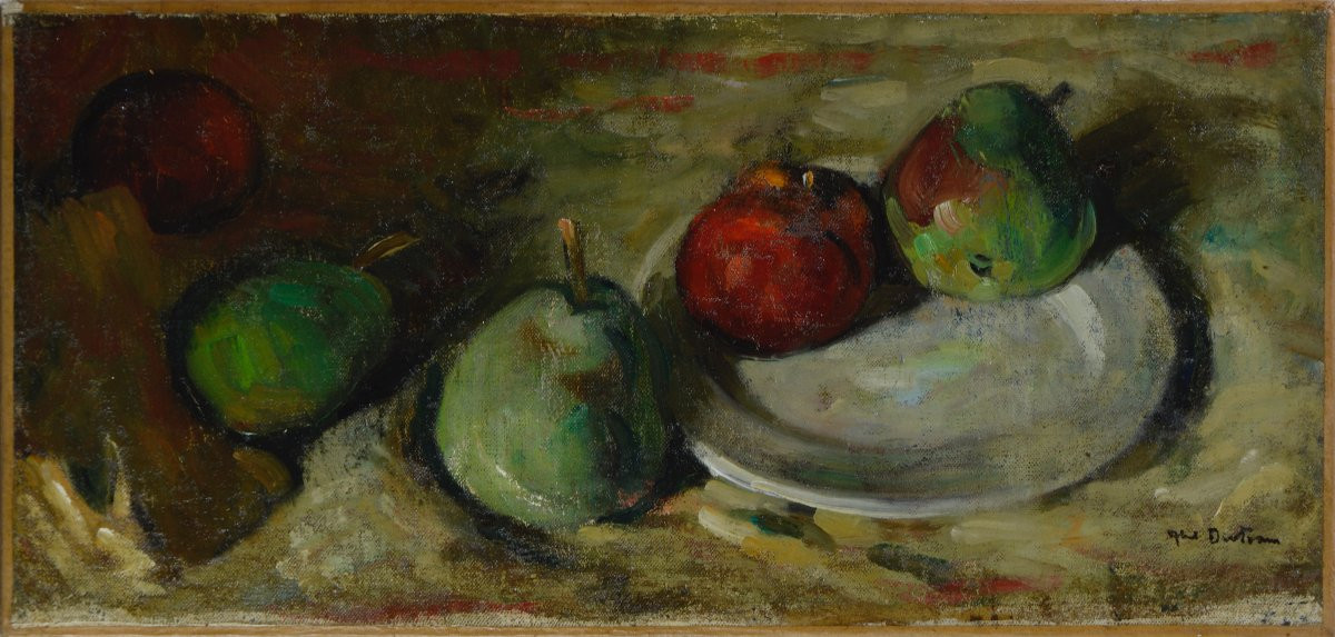 Abel Bertram 1871-1954. "still Life With Pears And Apples."-photo-2