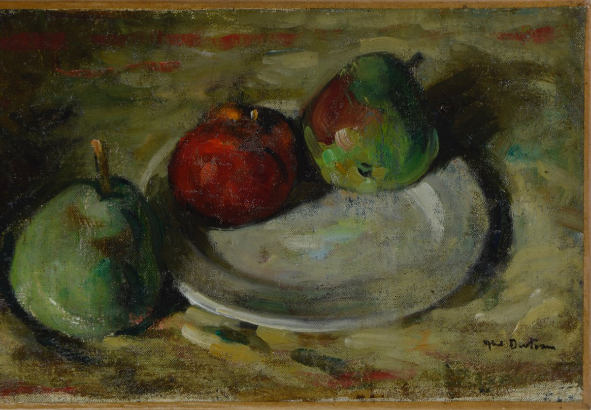 Abel Bertram 1871-1954. "still Life With Pears And Apples."-photo-1