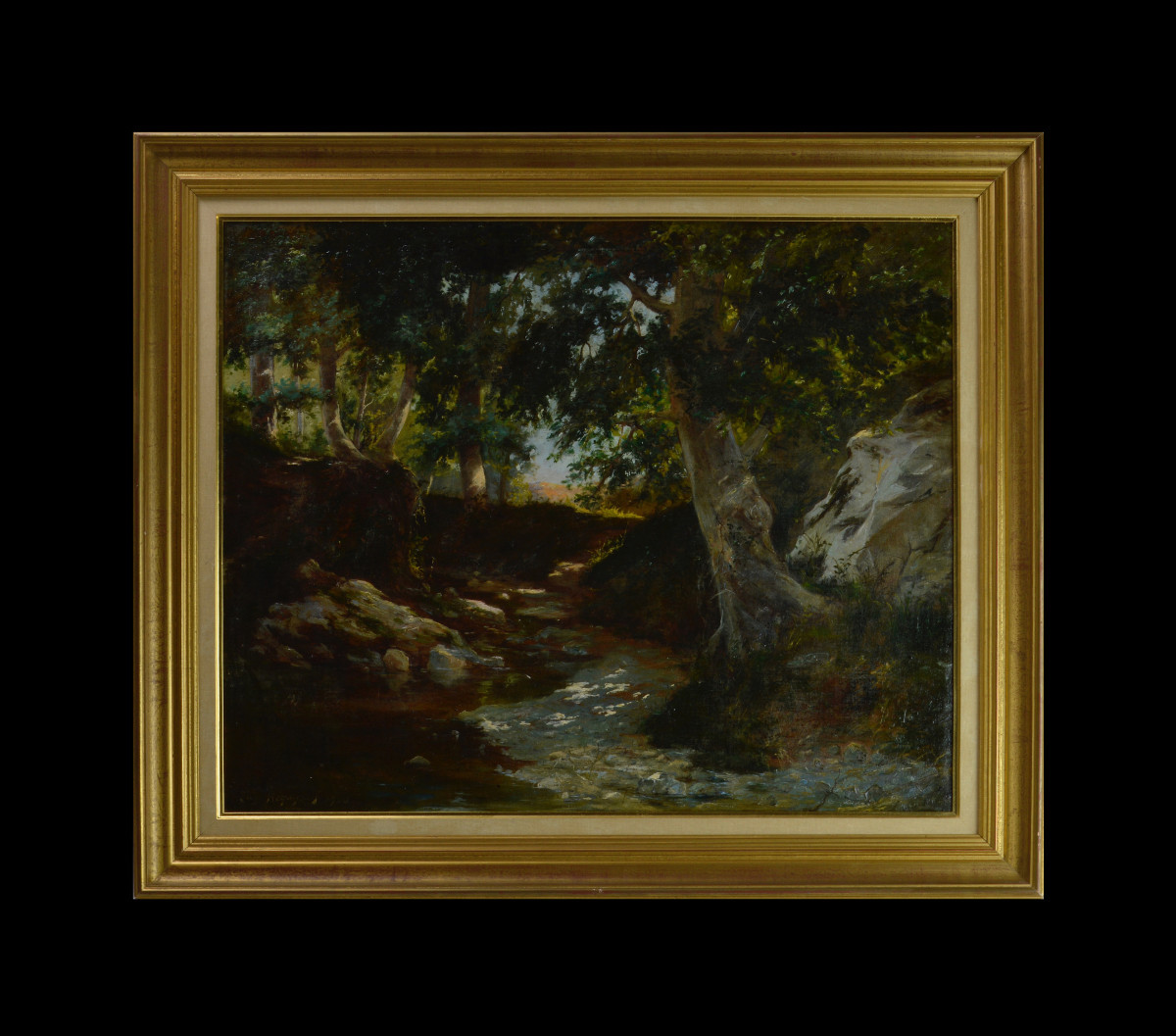 Eugène Regagnon 1875-1957. "Cours d'eau, sous bois."-photo-2