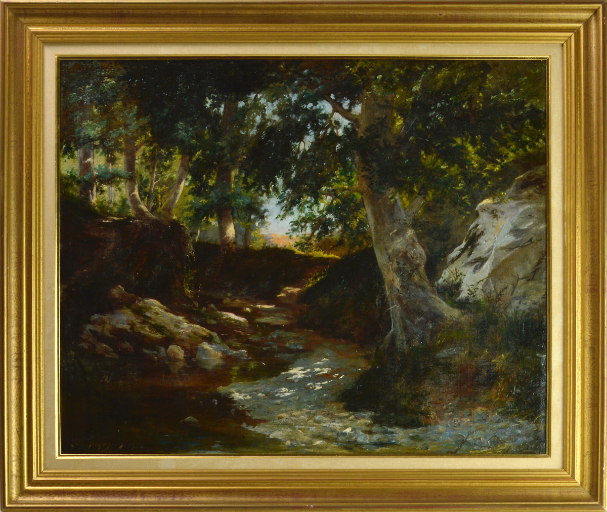 Eugène Regagnon 1875-1957. "watercourse, Undergrowth."