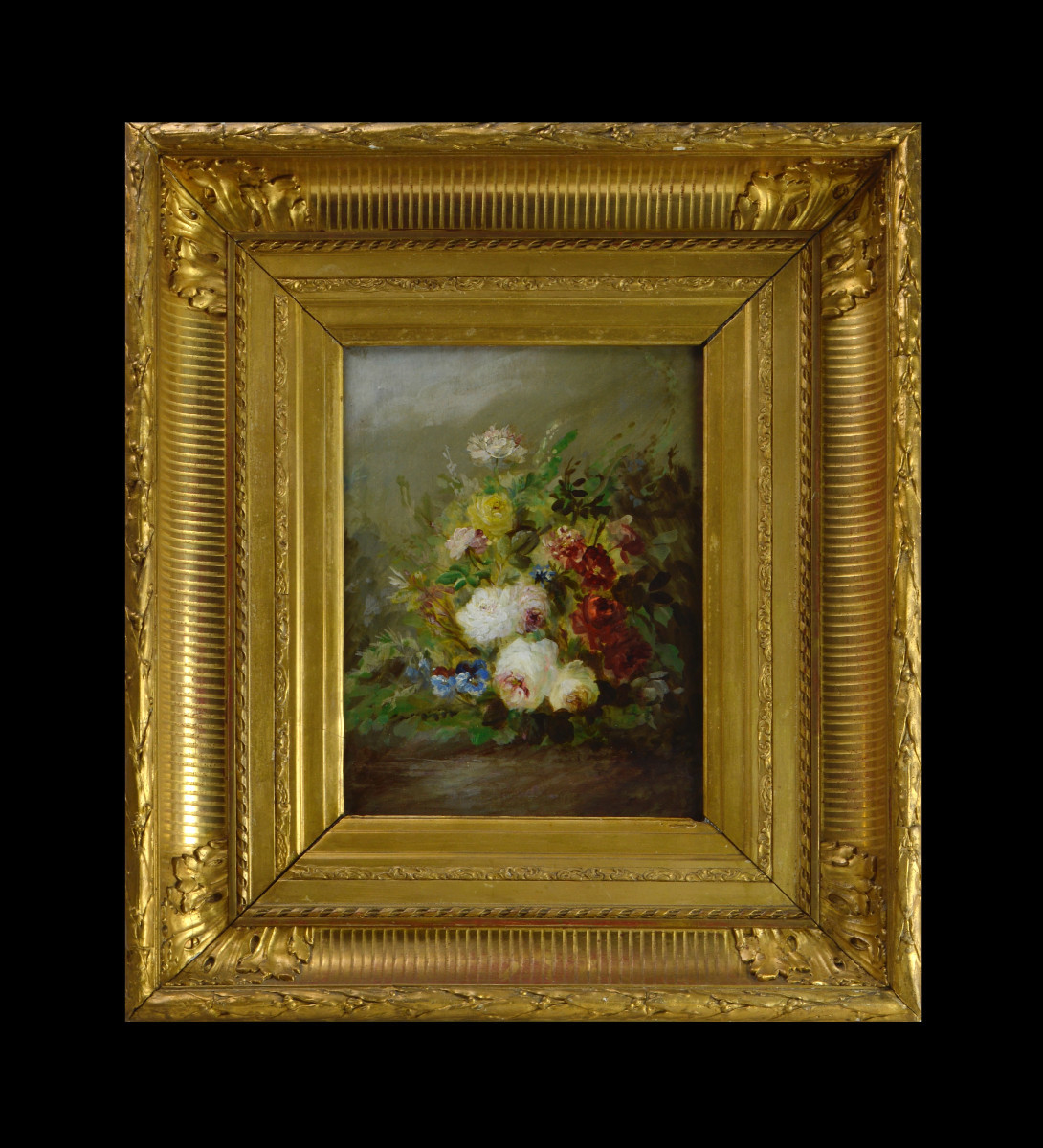 École Française XIXᵉ siècle. "Bouquet de fleurs."-photo-2