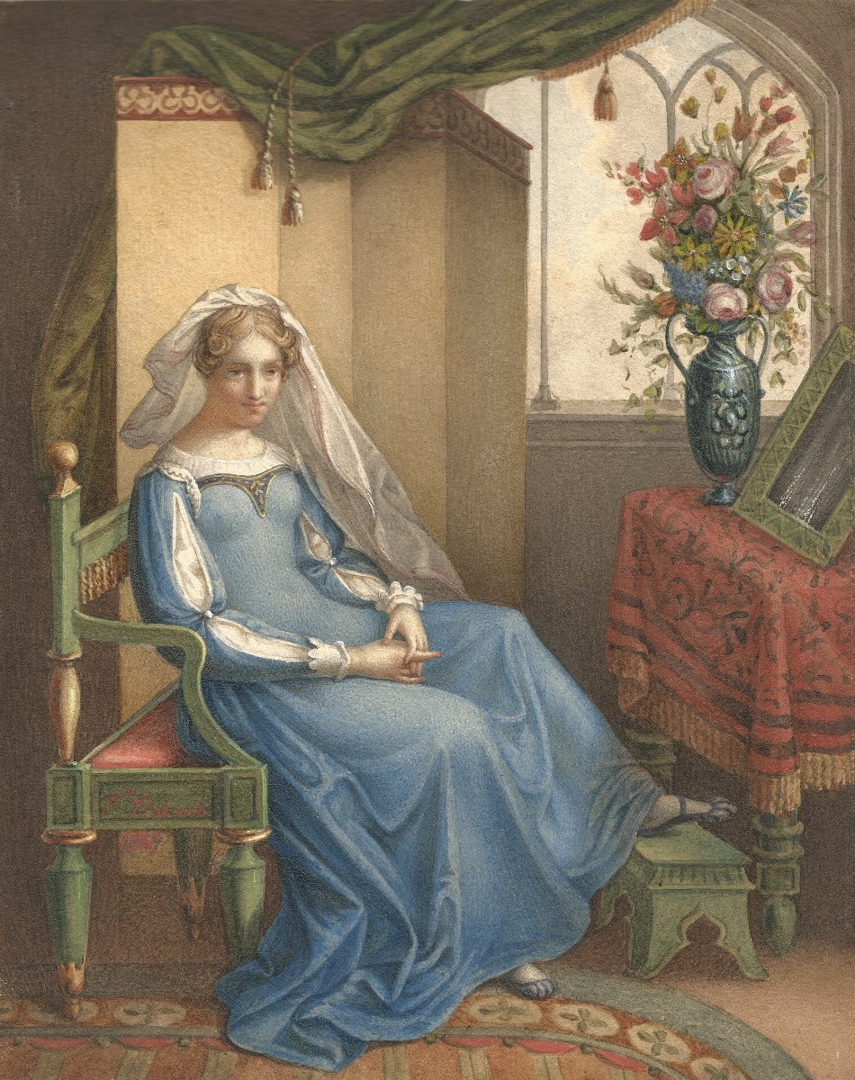 19th Century Troubadour School. "young Woman In Her Interior."-photo-2