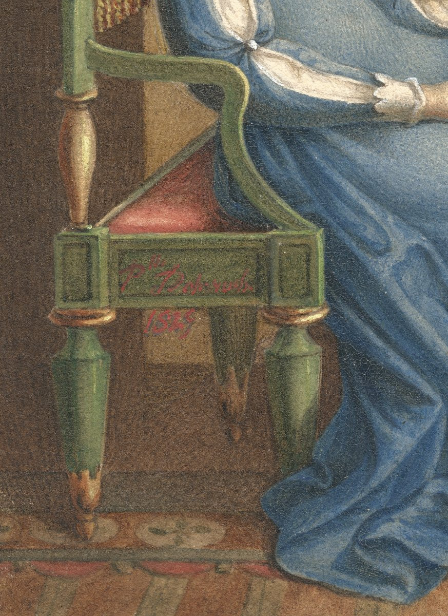 19th Century Troubadour School. "young Woman In Her Interior."-photo-3