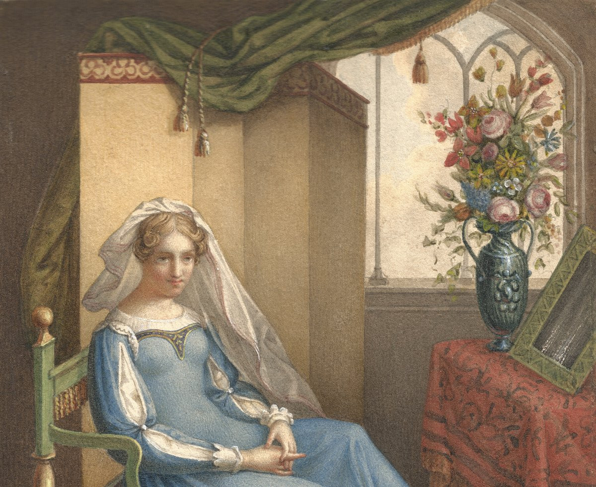 19th Century Troubadour School. "young Woman In Her Interior."-photo-4
