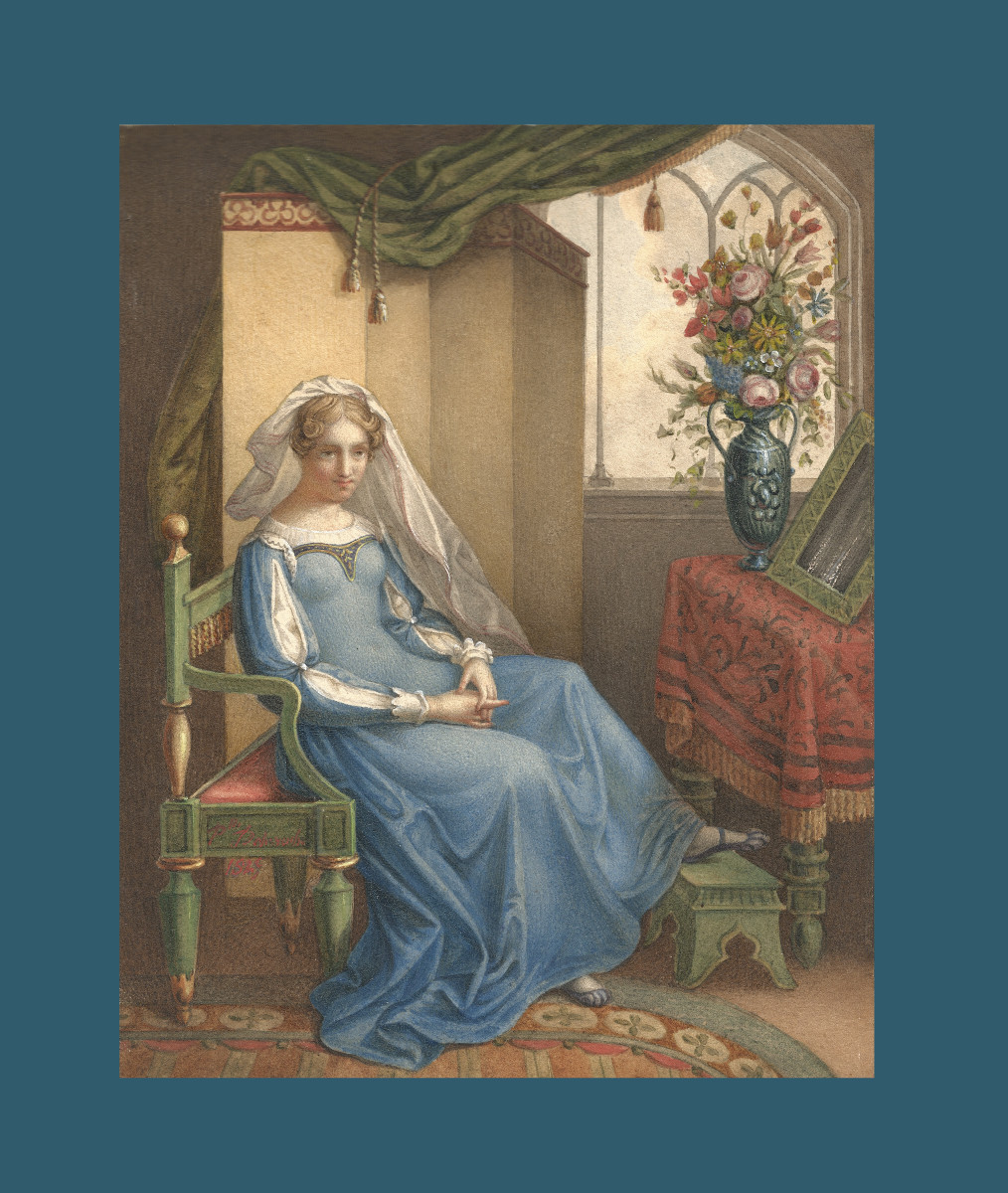 19th Century Troubadour School. "young Woman In Her Interior."