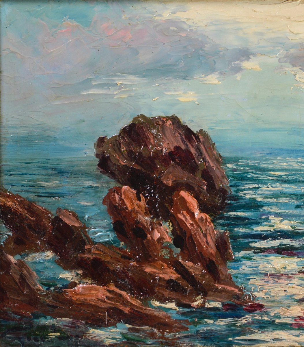 Italo Giordani 1882 - 1956. "Bord de mer en Méditerranée."-photo-2
