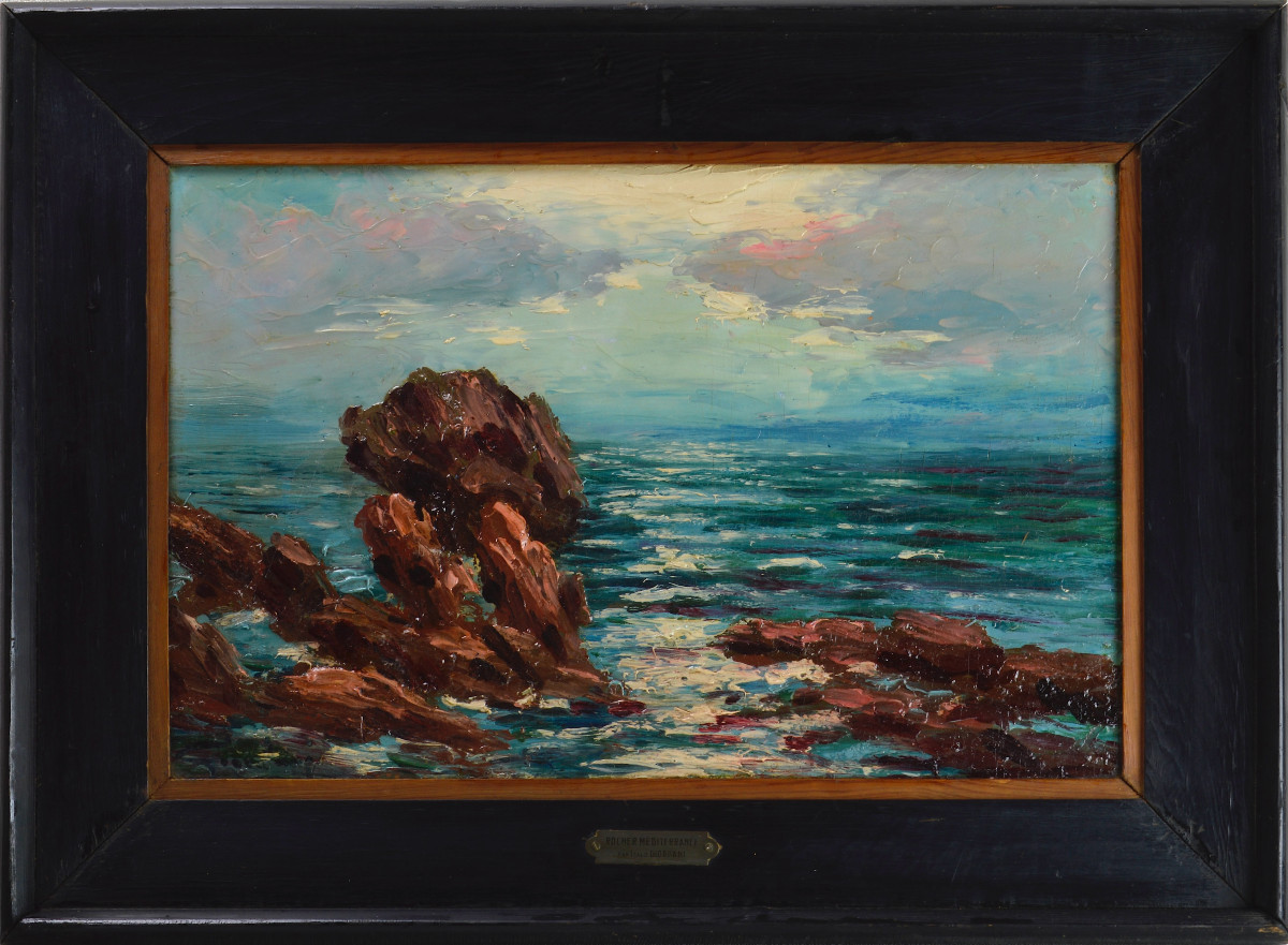 Italo Giordani 1882 - 1956. "Bord de mer en Méditerranée."