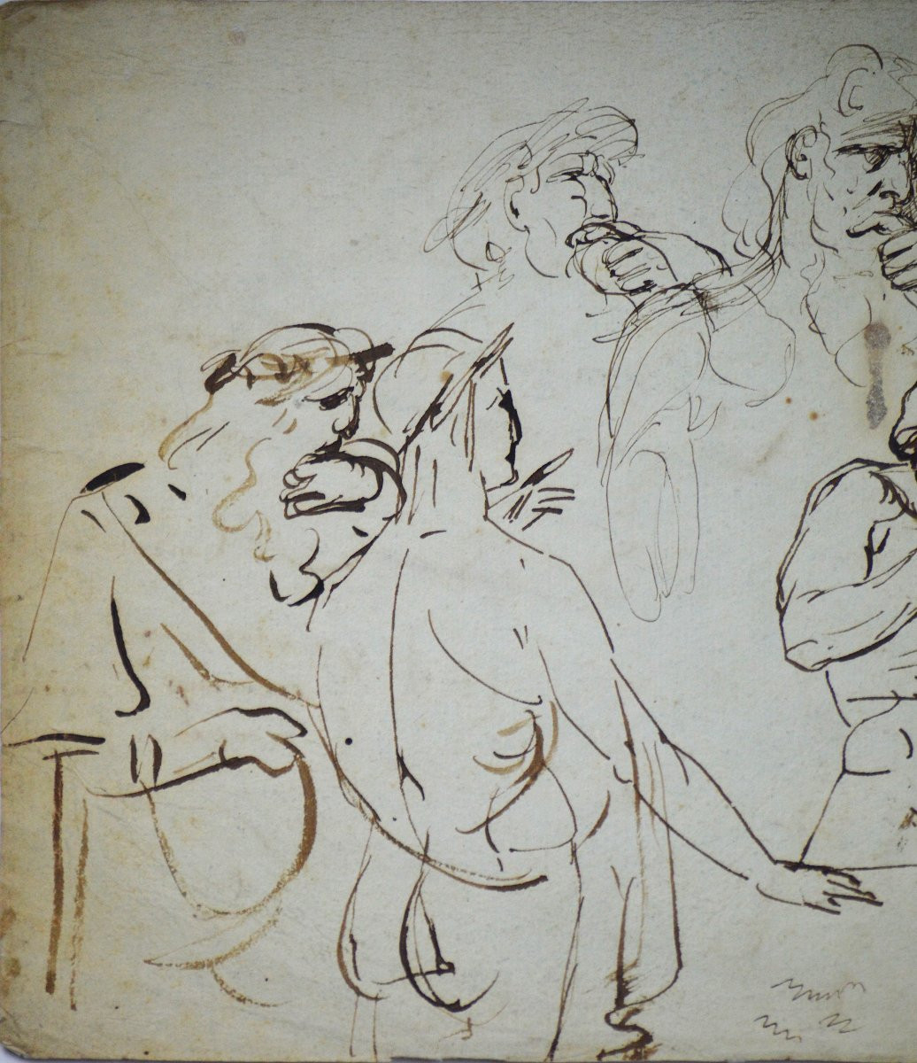 Luigi Sabatelli 1772-1850. École Italienne. "Scène avec Dante."-photo-3