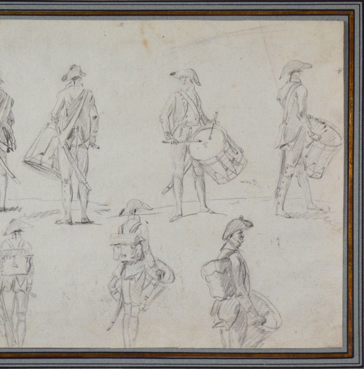  François Louis Joseph Watteau de Lille 1758-1823. "Études de tambours."-photo-1