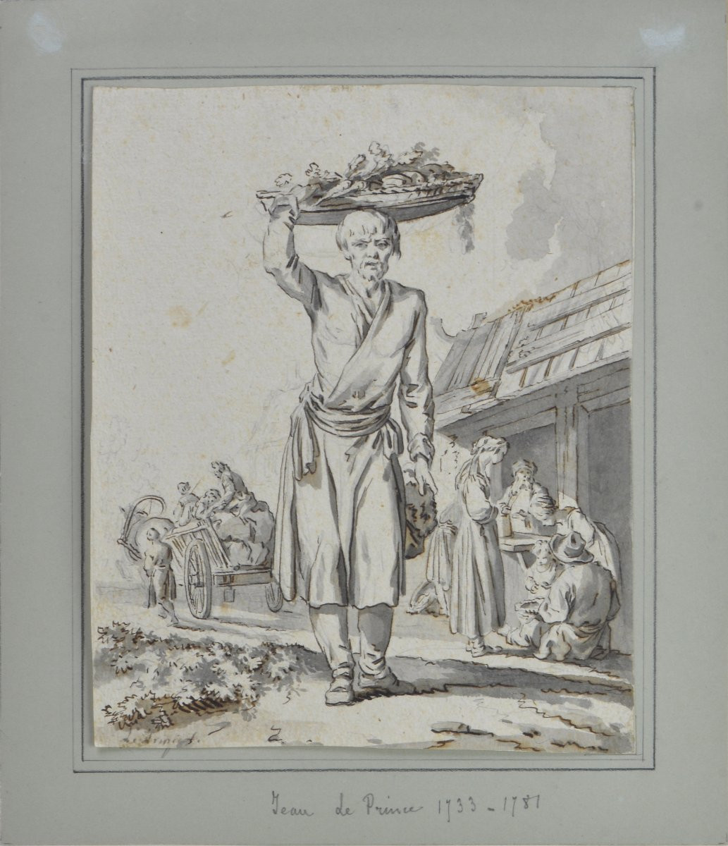 Jean-Baptiste Leprince 1734-1781. (attribué à)  "Scène de marché en Russie."  -photo-2