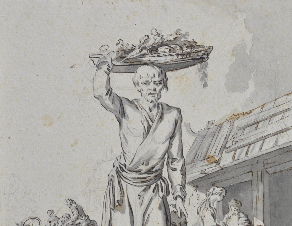 Jean-Baptiste Leprince 1734-1781. (attribué à)  "Scène de marché en Russie."  -photo-1