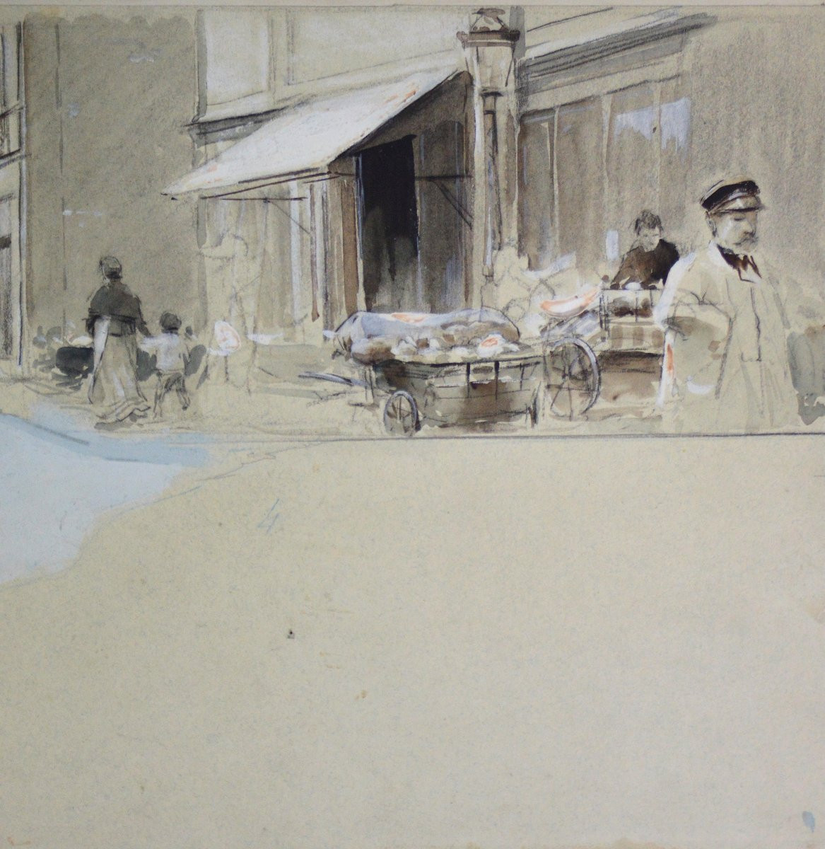 Antoine Calbet 1869-1944. "busy Street."-photo-2