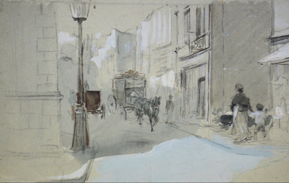 Antoine Calbet 1869-1944. "busy Street."-photo-3