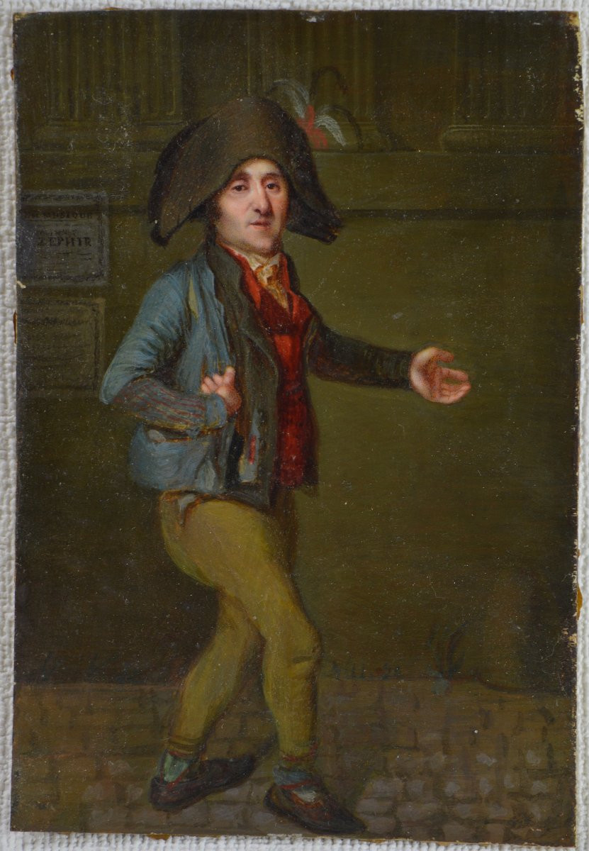 École Française vers 1830. "Chanteur coiffé d'un grand bicorne."-photo-4
