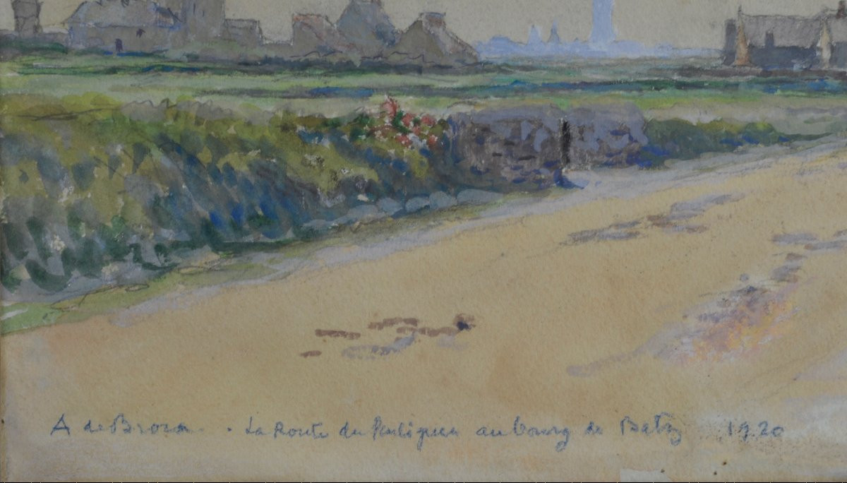 Alexis Louis de Broca 1868-1948.  "La route du Pouliguen au bourg de Batz." -photo-4