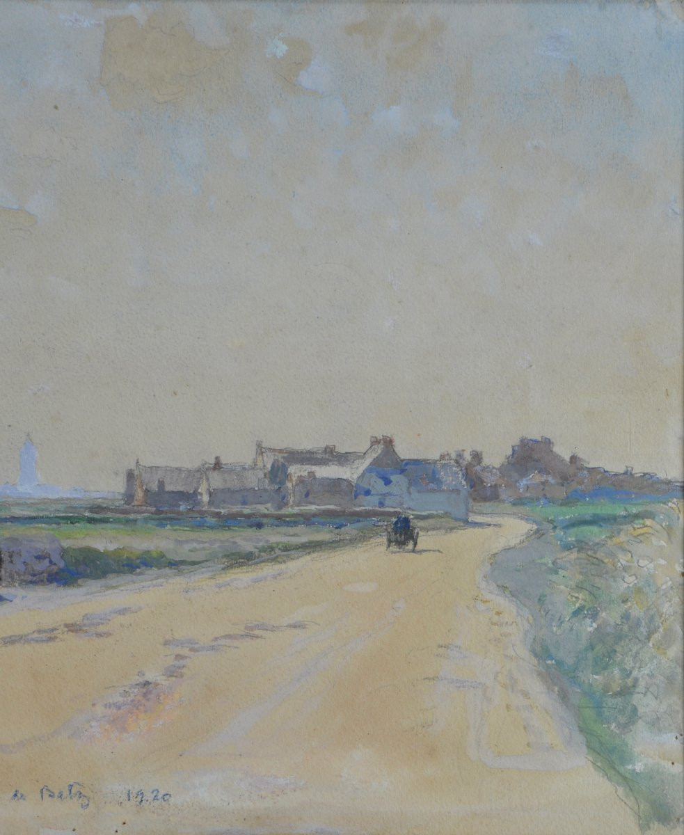 Alexis Louis de Broca 1868-1948.  "La route du Pouliguen au bourg de Batz." -photo-2