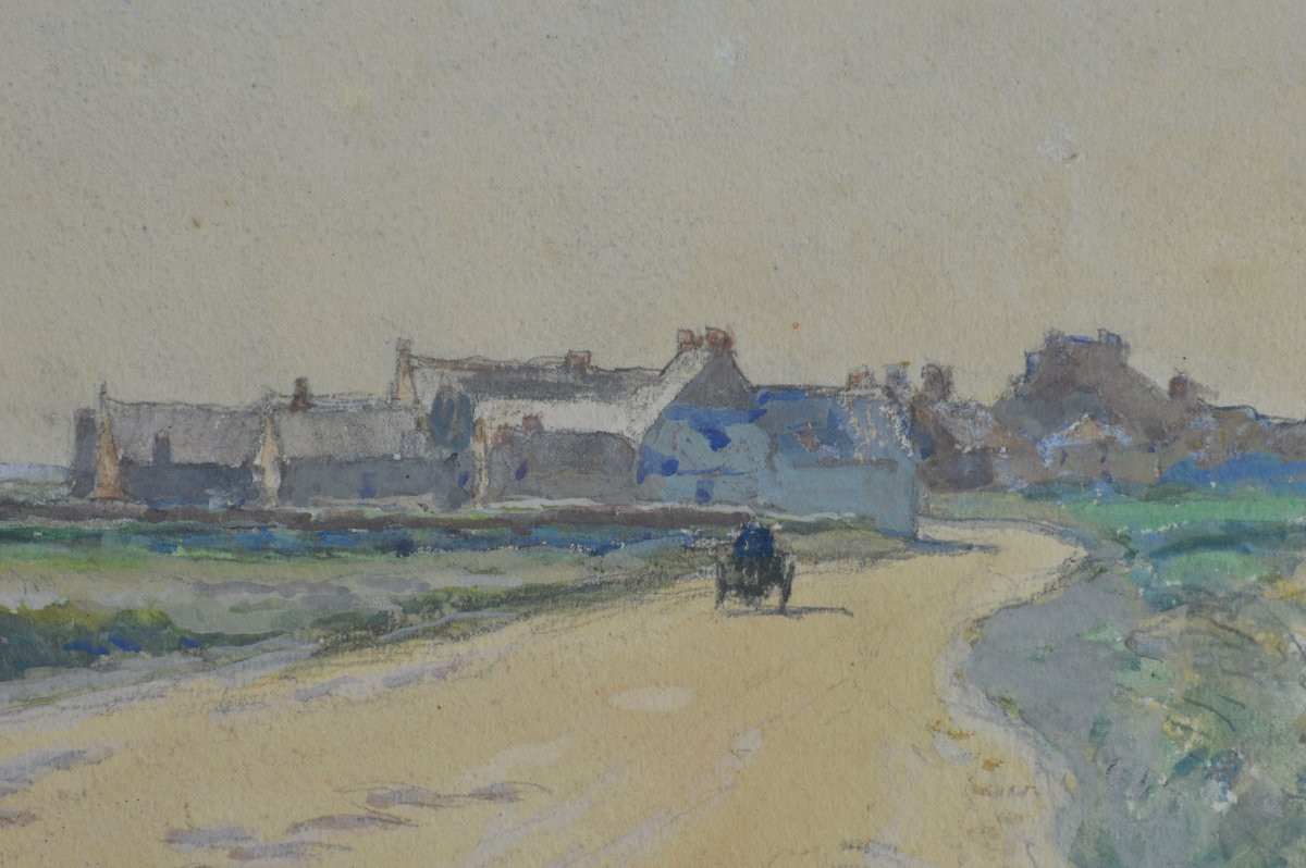 Alexis Louis de Broca 1868-1948.  "La route du Pouliguen au bourg de Batz." -photo-3
