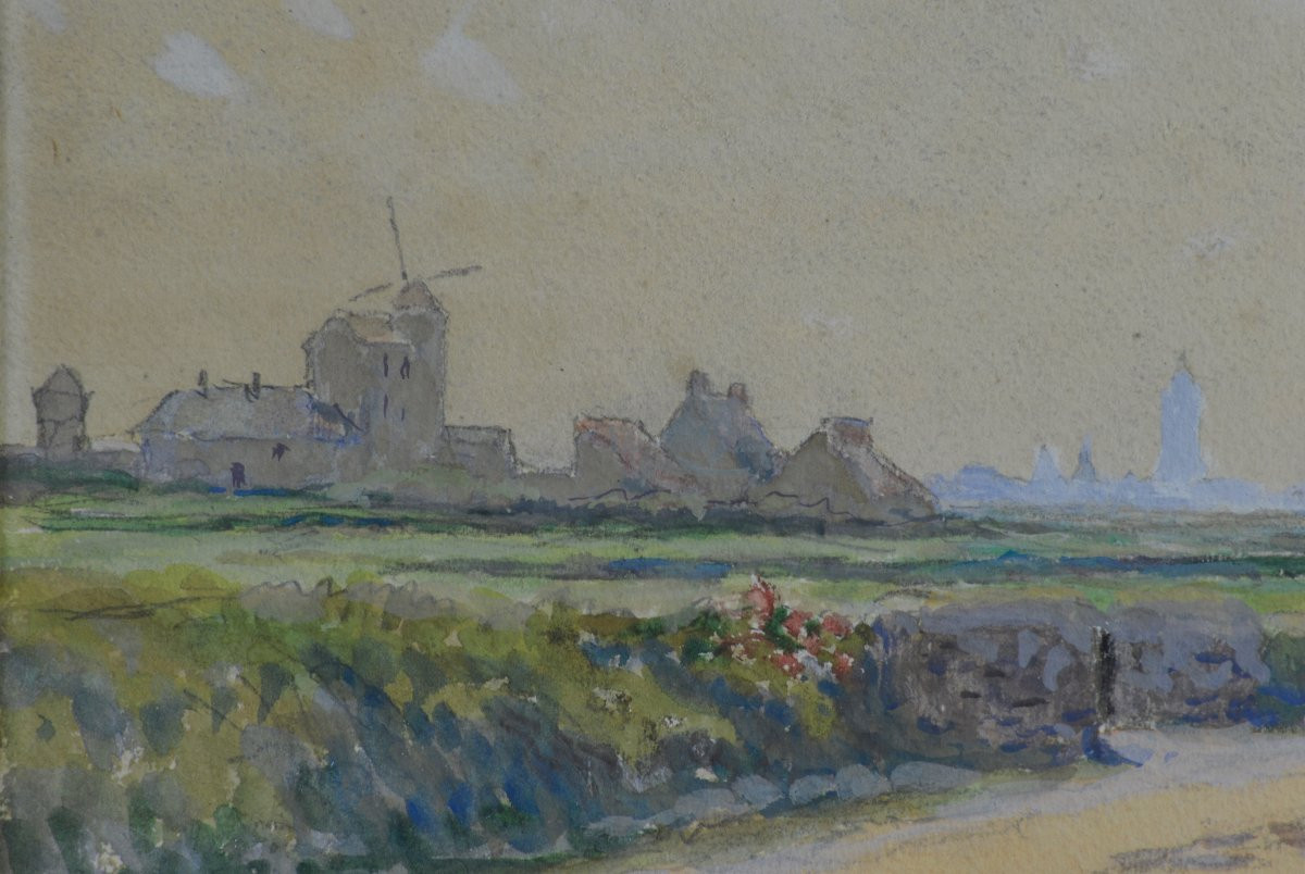 Alexis Louis de Broca 1868-1948.  "La route du Pouliguen au bourg de Batz." -photo-4