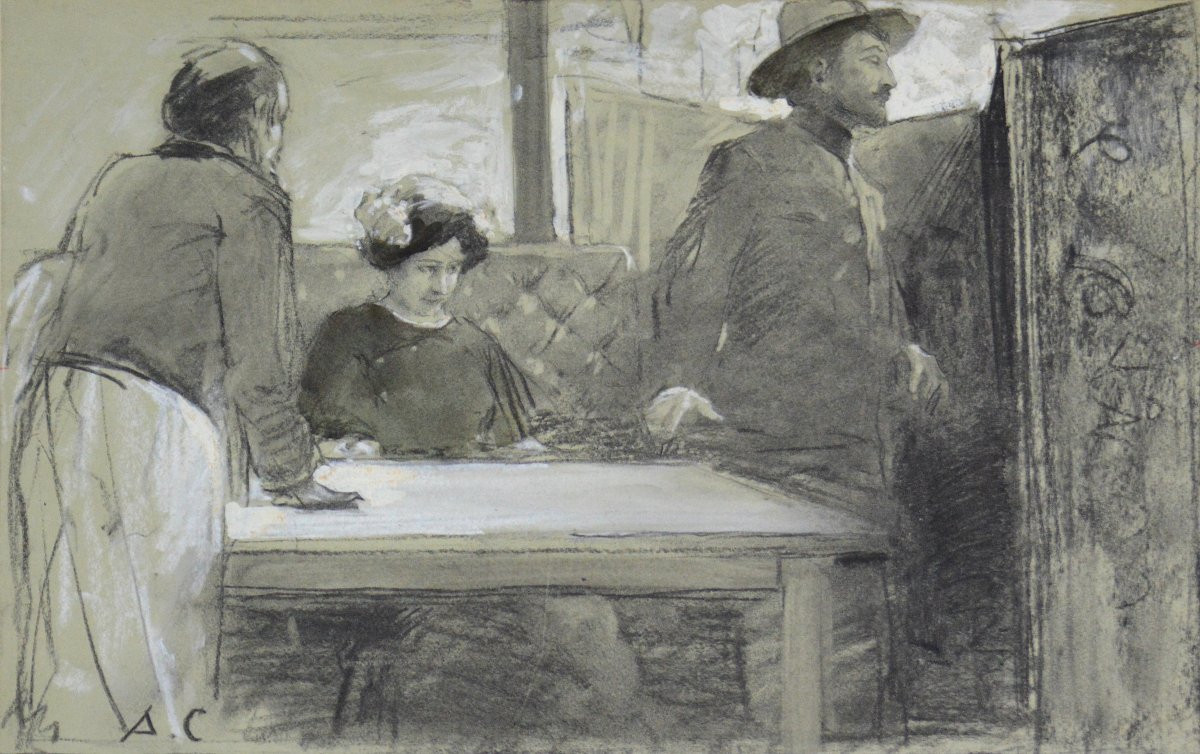 Antoine Calbet 1869-1944. “café Scene.” -photo-2