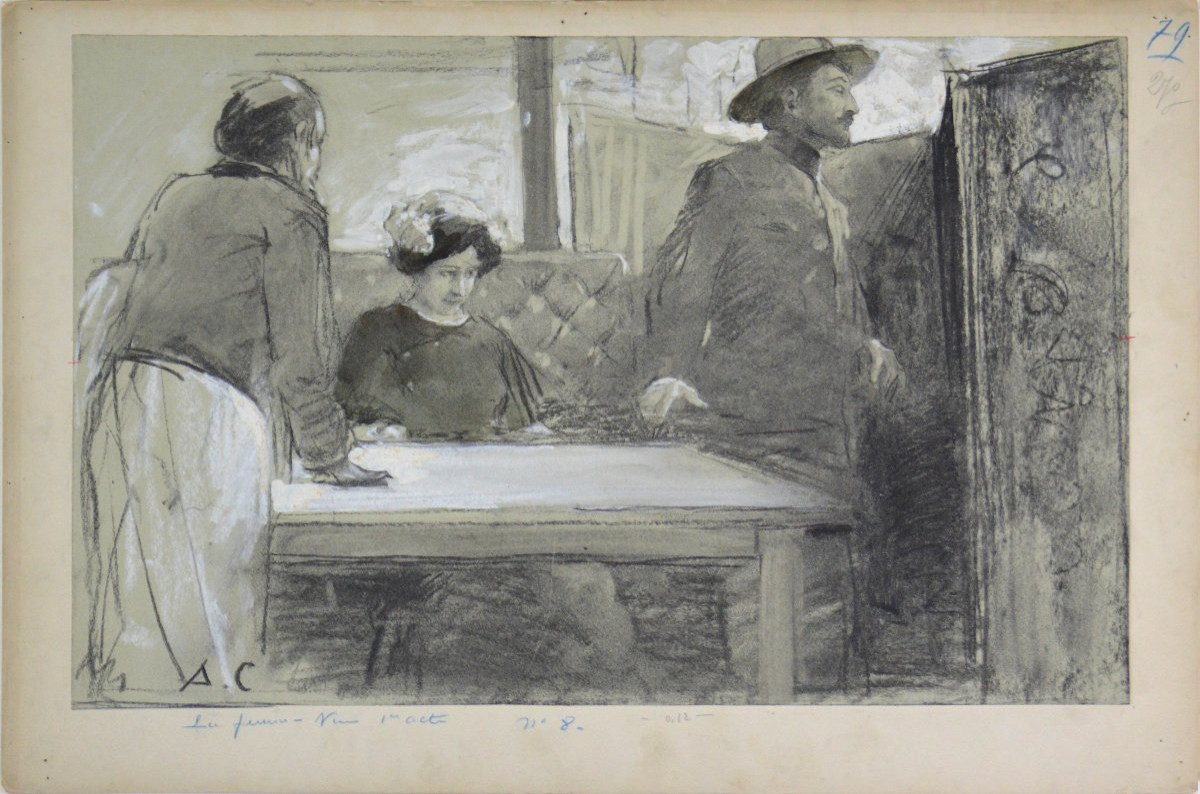 Antoine Calbet 1869-1944. “café Scene.” -photo-3