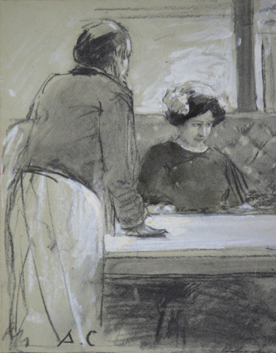 Antoine Calbet 1869-1944. “café Scene.” -photo-1
