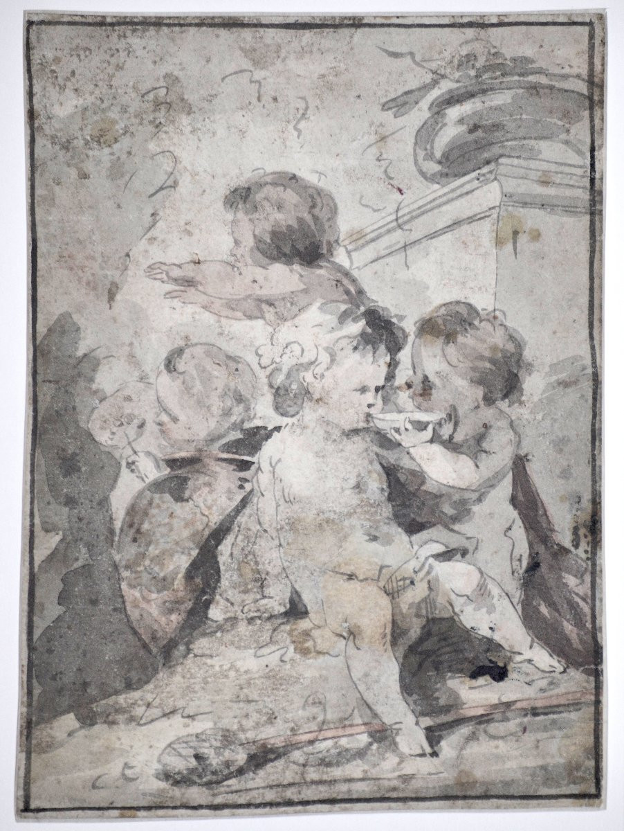 Jacob de Witt 1695-1757. École Hollandaise. "Puttis." -photo-2