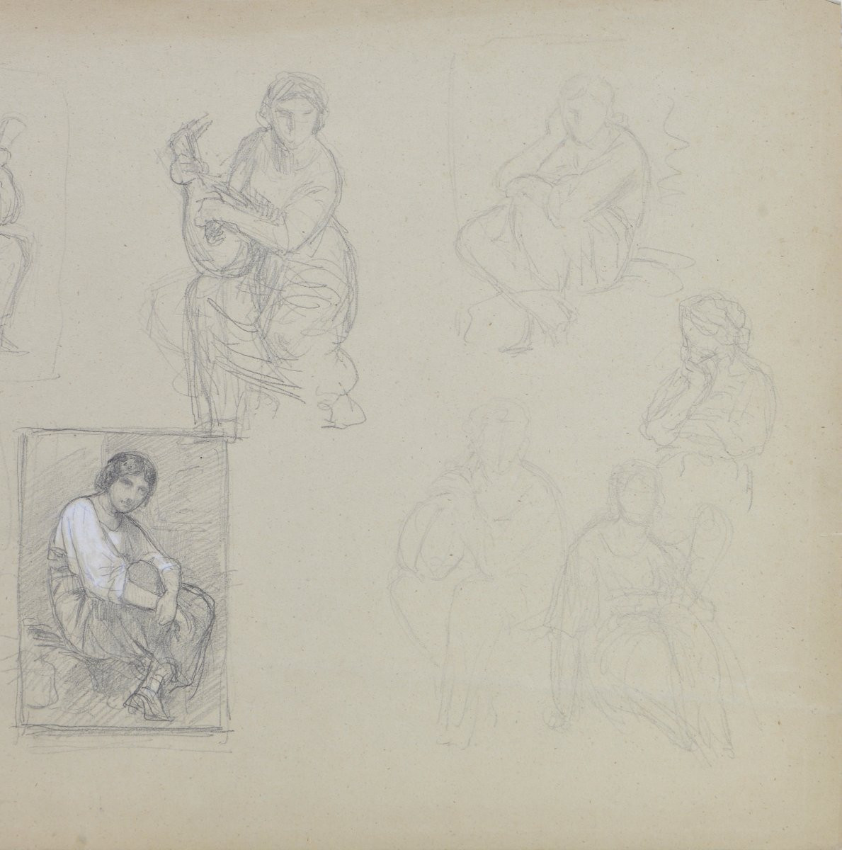 Charles-louis Muller 1815-1892. "study Of Female Musicians."-photo-1