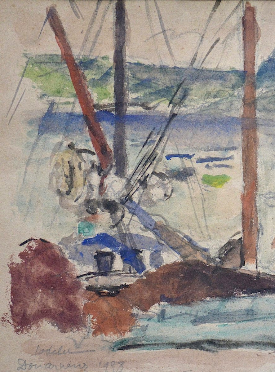 Charles Emmanuel Jodelet 1883-1969. "fisherman In Douarnenez."-photo-4
