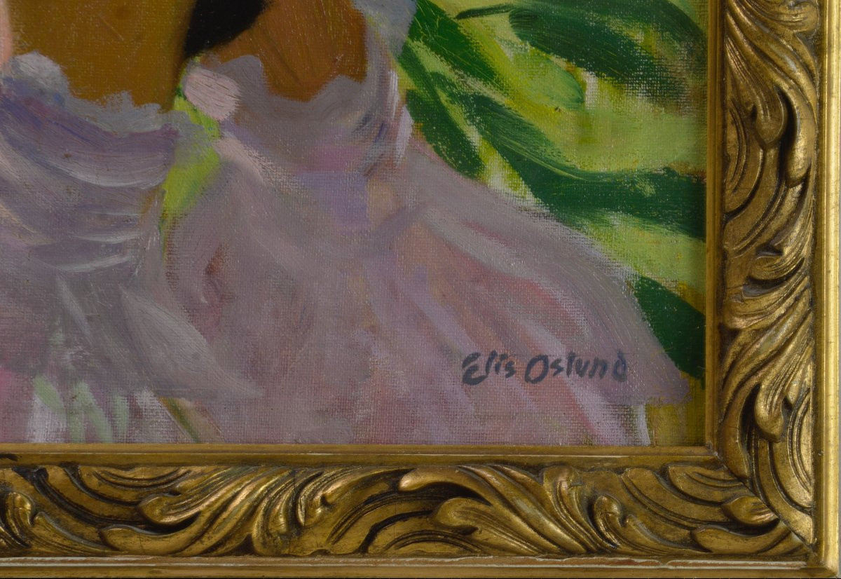 Johan Elis åslund 1872-1956. Swedish School. "young Woman Holding A Kitten."-photo-4