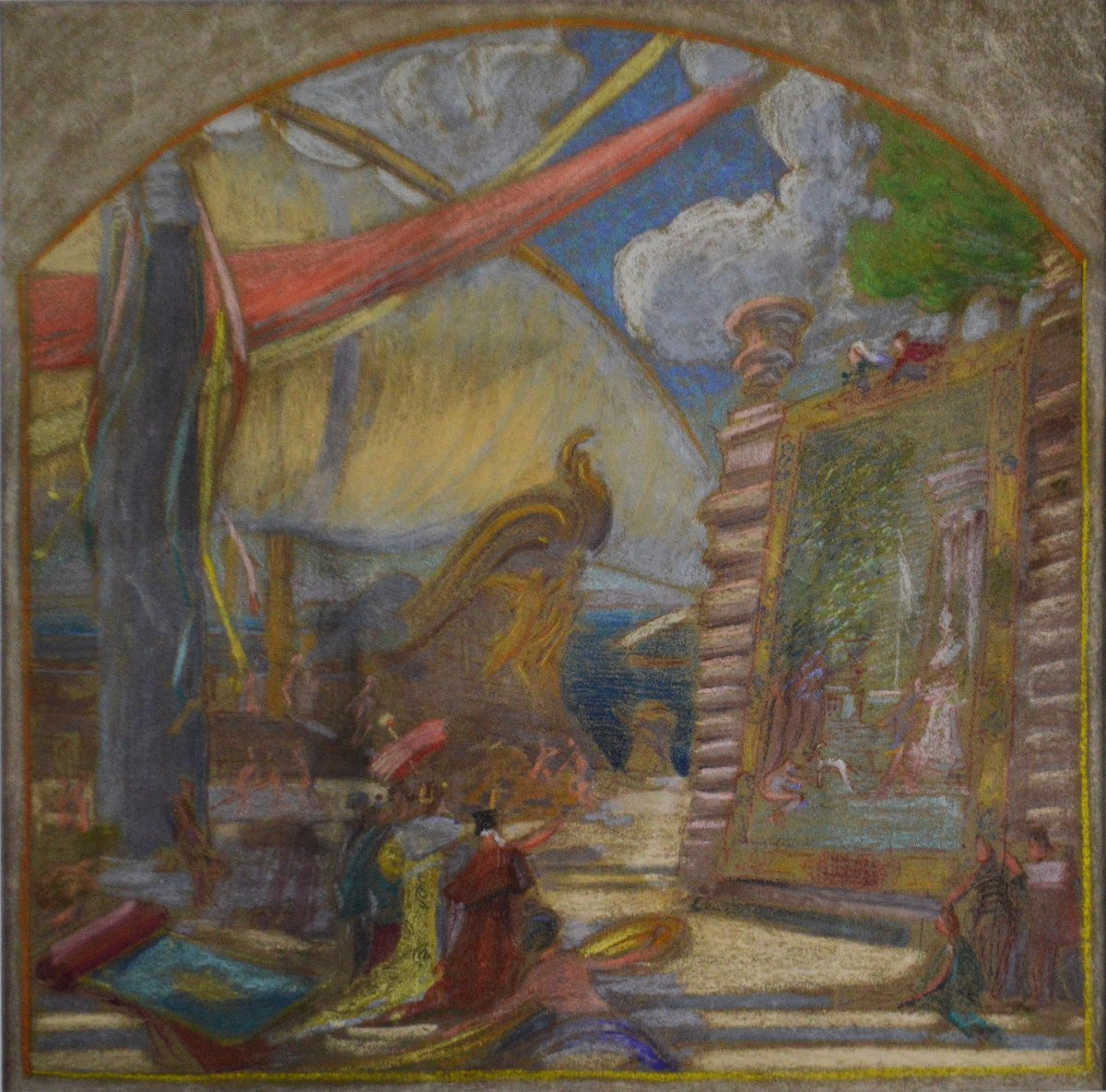 Georges Pradelle 1865-1934. "Projet de décor de Théâtre."-photo-2