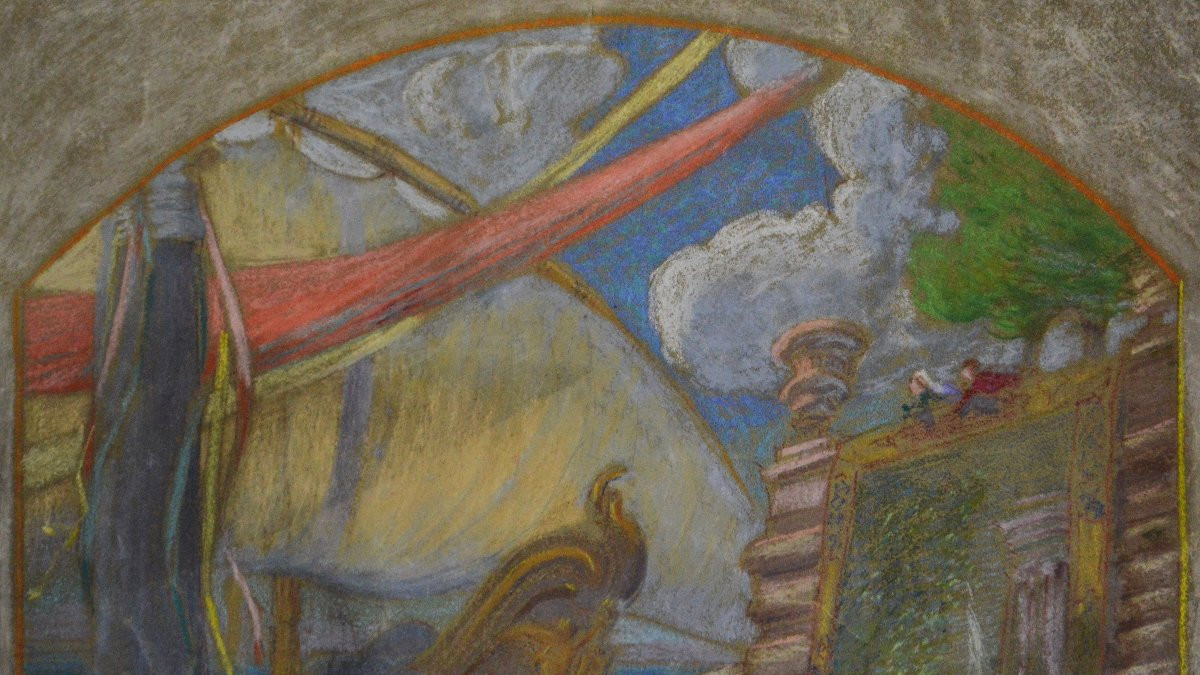 Georges Pradelle 1865-1934. "Projet de décor de Théâtre."-photo-4
