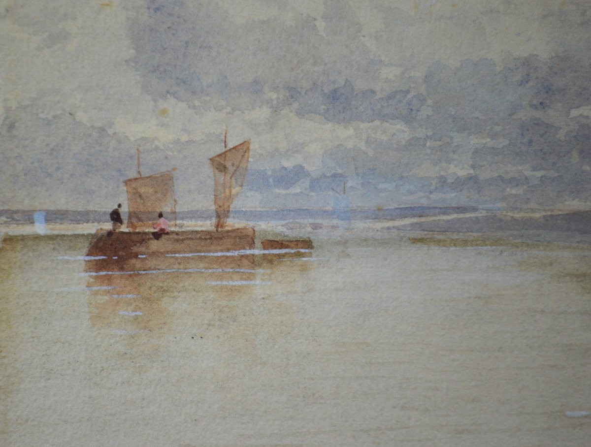 Eugène Ciceri 1813-1890. "return From Fishing."-photo-5