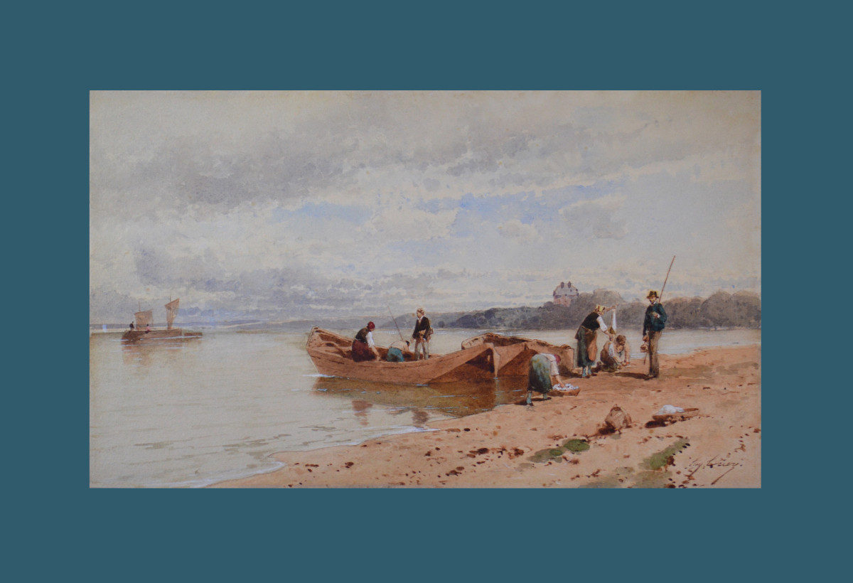 Eugène Ciceri 1813-1890. "return From Fishing."