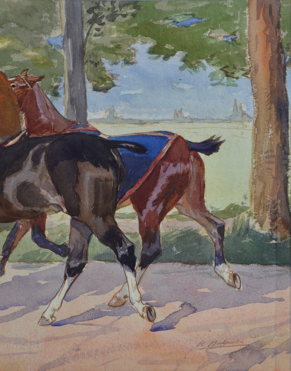 Pierre Olivier Dubaut 1886-1968. "Lad ramenant un cheval à l'écurie."-photo-2