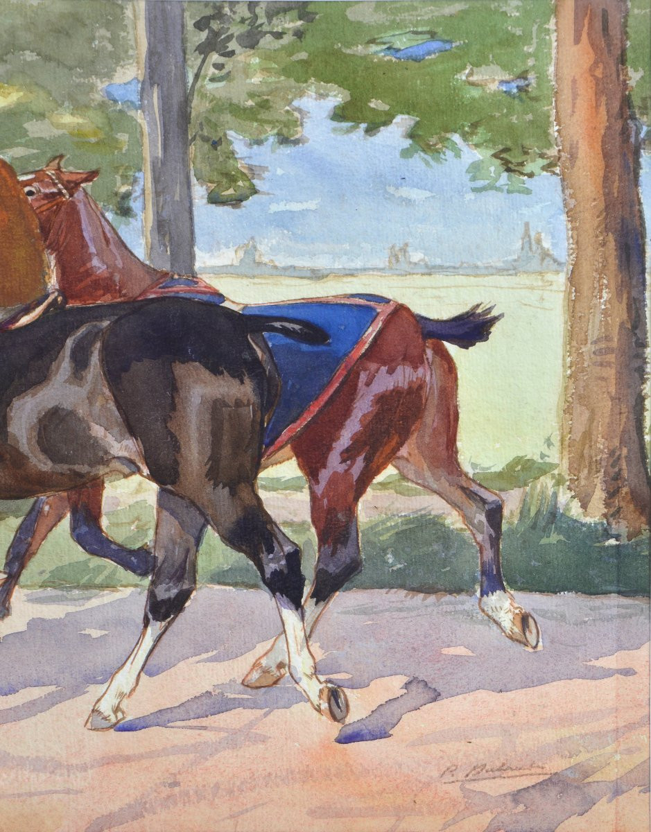 Pierre Olivier Dubaut 1886-1968. "Lad ramenant un cheval à l'écurie."-photo-3
