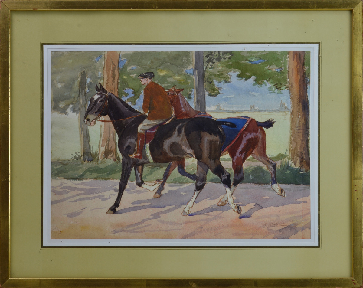 Pierre Olivier Dubaut 1886-1968. "Lad ramenant un cheval à l'écurie."