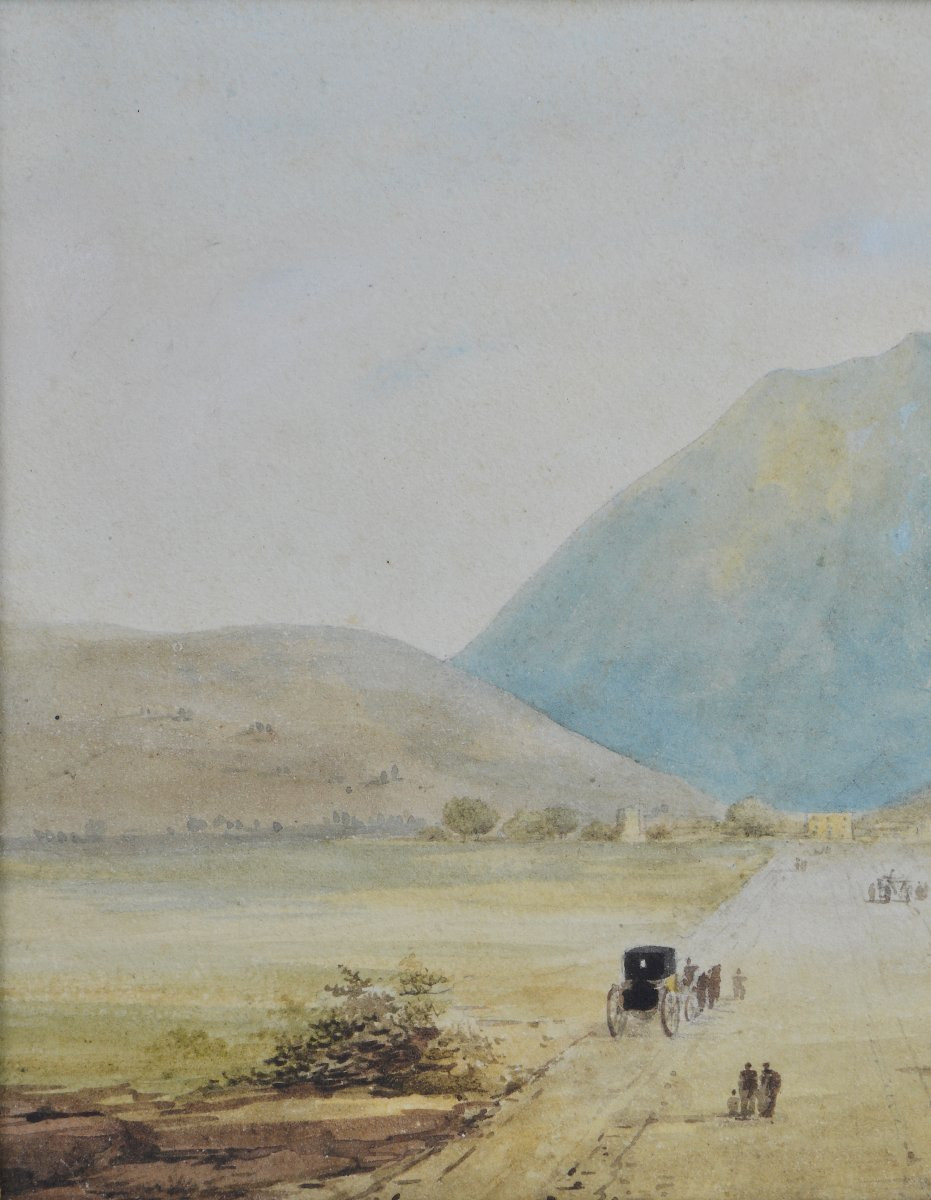 Pierre Luc Charles Ciceri 1782-1868. "landscape Of Italy. Vesuvius?"-photo-4