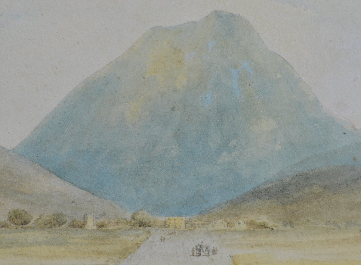 Pierre Luc Charles Ciceri 1782-1868. "landscape Of Italy. Vesuvius?"-photo-4