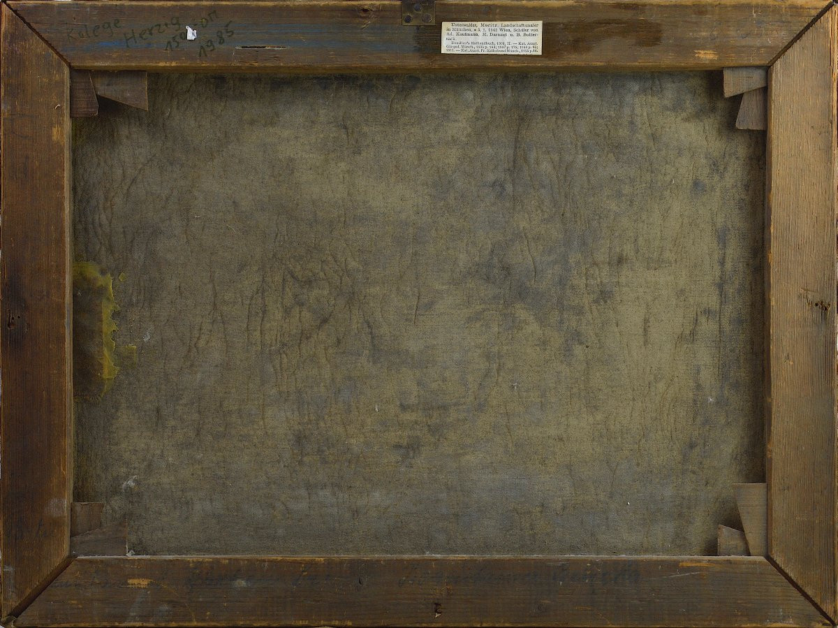 Moritz Unterwalder 1861-1930. École Allemande.  "Coin de jardin."-photo-4