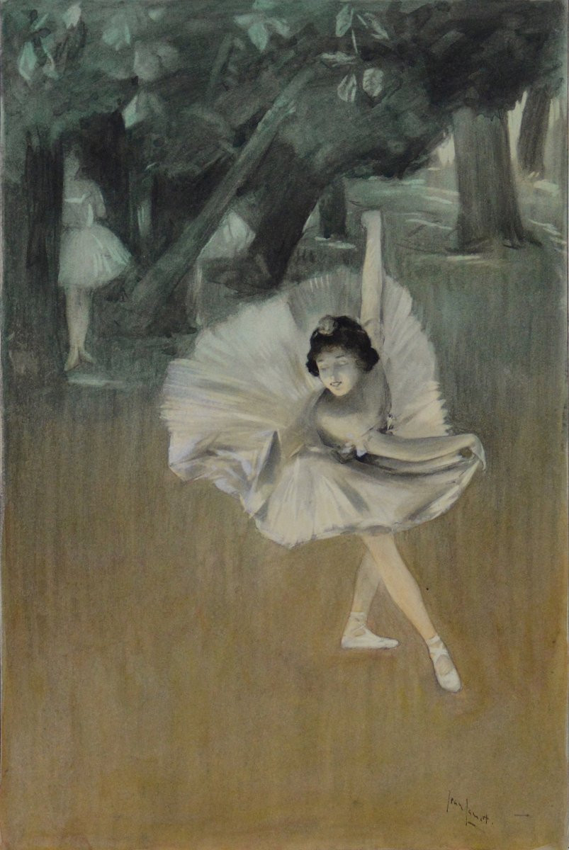 Jean Jamet (illustrateur). "La danseuse." Projet d'Illustration Vers 1900.-photo-2