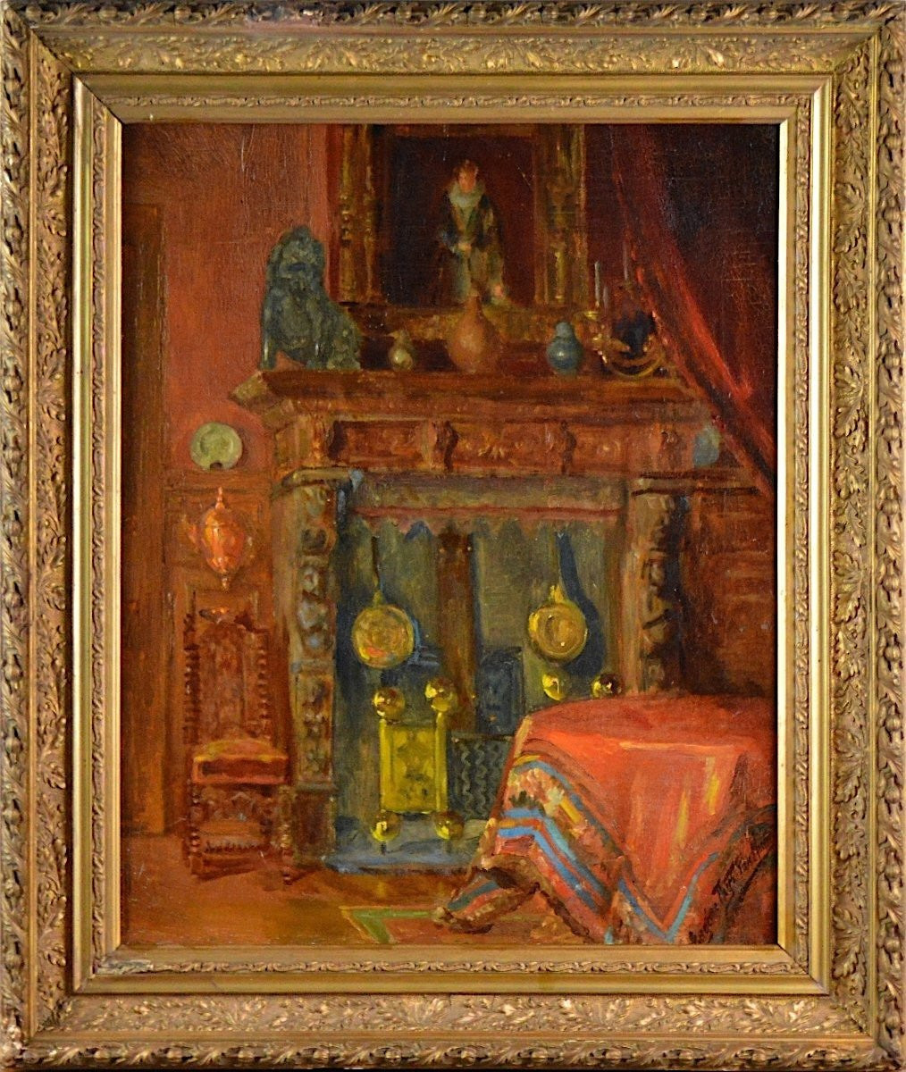 Eugenie Thys Van Ham 19th/20th Century. Belgian School. “view From An Interior.”-photo-2