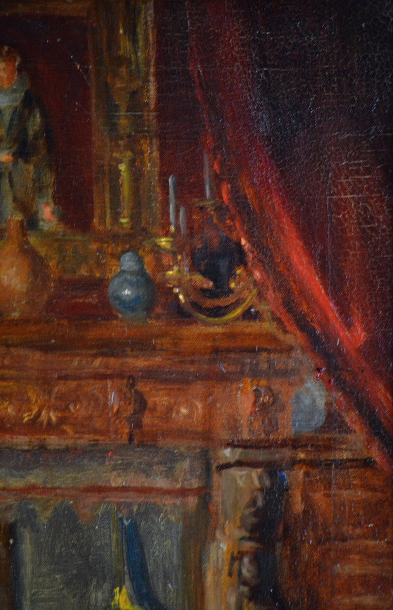 Eugenie Thys Van Ham 19th/20th Century. Belgian School. “view From An Interior.”-photo-4