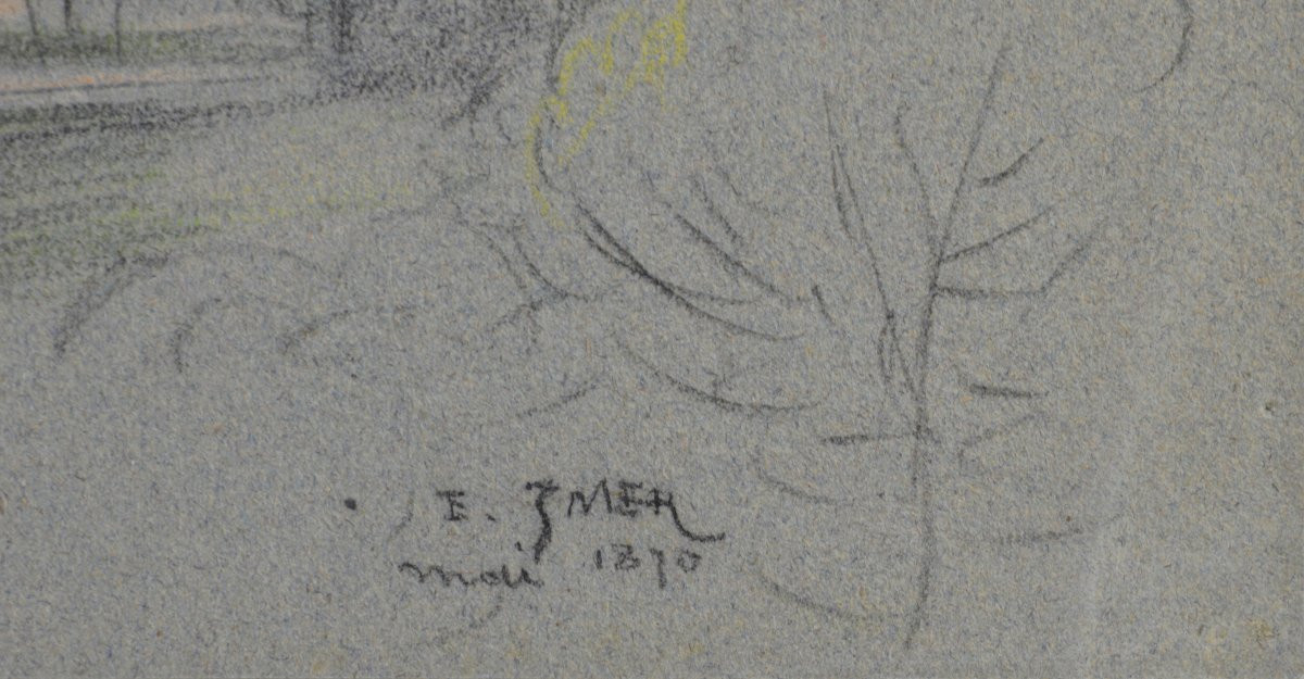 édouard-auguste Imer 1820-1881. "italian Landscape."-photo-4