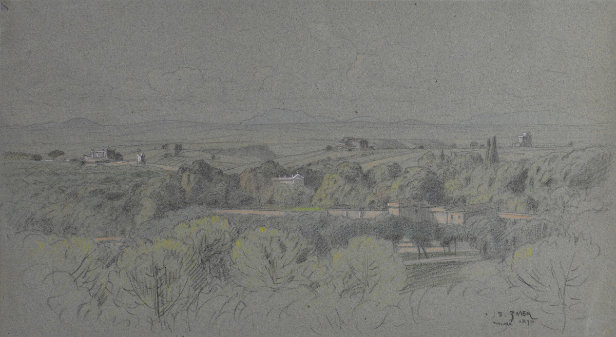 édouard-auguste Imer 1820-1881. "italian Landscape."-photo-2