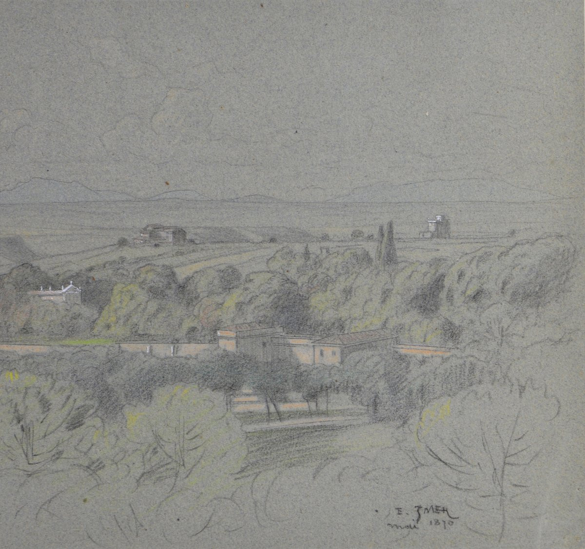 édouard-auguste Imer 1820-1881. "italian Landscape."-photo-2